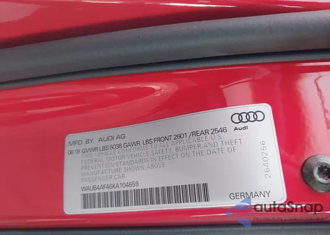 2019 Audi S4 3.0T Premium z USA, uszkodzony, nr VIN WAUB4AF46KA104659